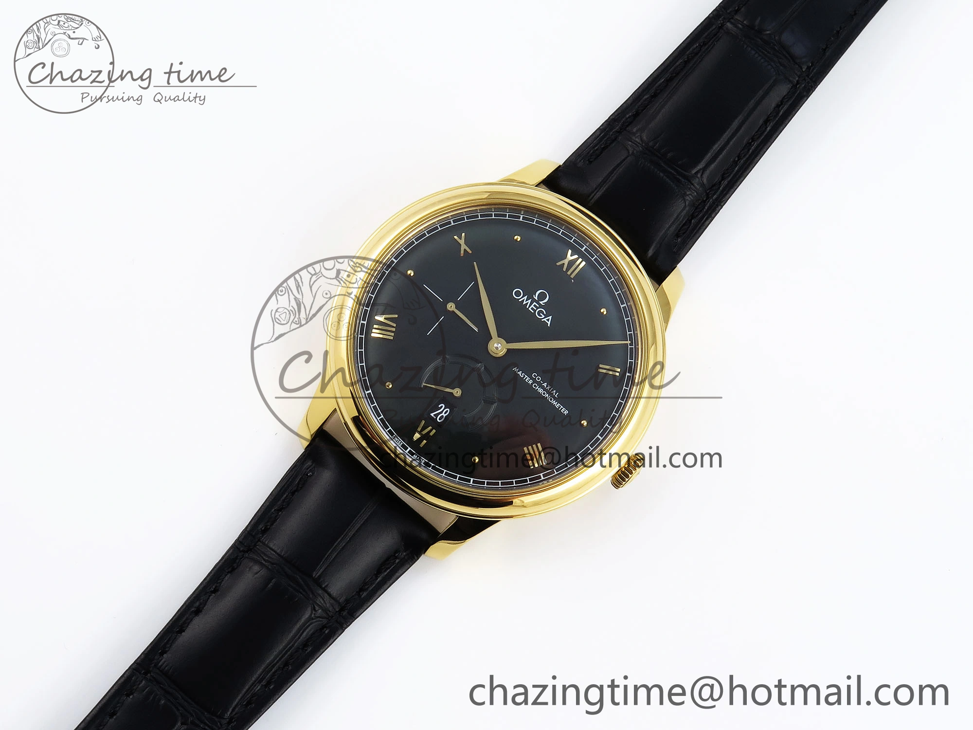 Thermal De Ville Power Reserve YG MKF 1:1 Best Edition Black Dial on Black Leather Strap A 7758
