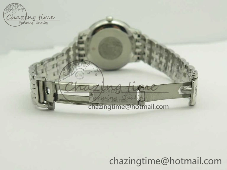 Affordable De Ville Prestige Ladies 32.7mm SS MKF 1:1 Best Edition Blue Dial Diamonds Markers on SS Bracelet MIYOTA 7972