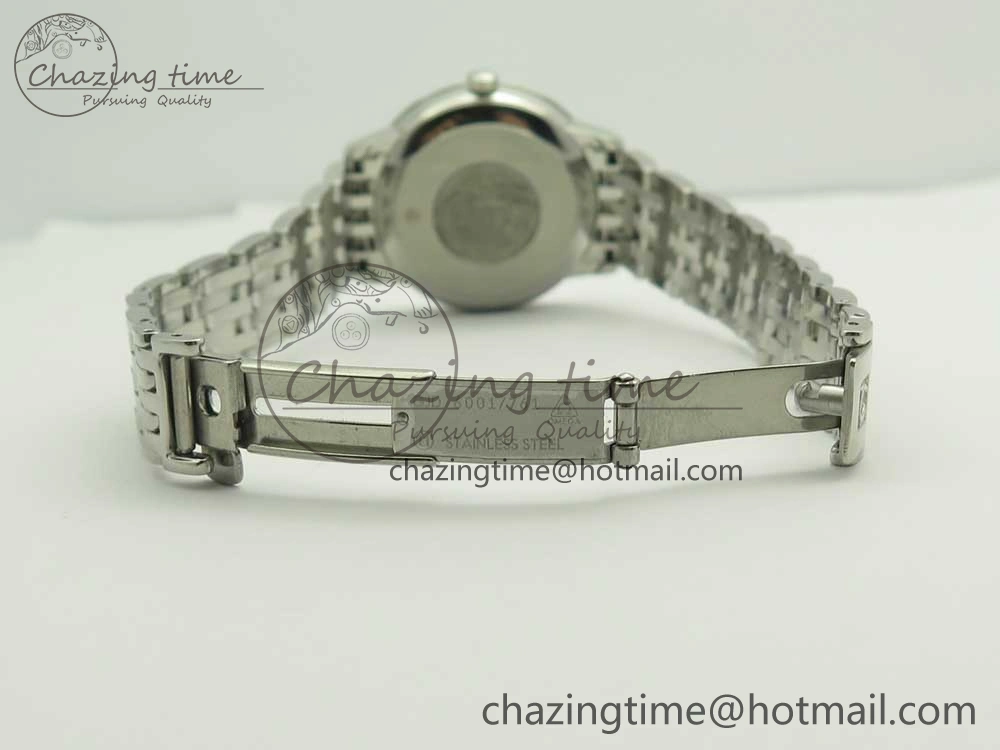 Affordable De Ville Prestige Ladies 32.7mm SS MKF 1:1 Best Edition Blue Dial Diamonds Markers on SS Bracelet MIYOTA 7972