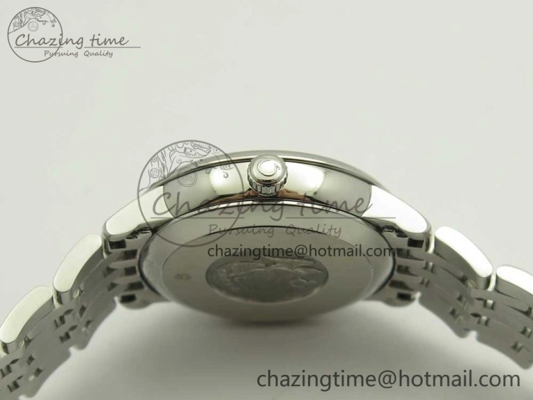 Affordable De Ville Prestige Ladies 32.7mm SS MKF 1:1 Best Edition Blue Dial Diamonds Markers on SS Bracelet MIYOTA 7972