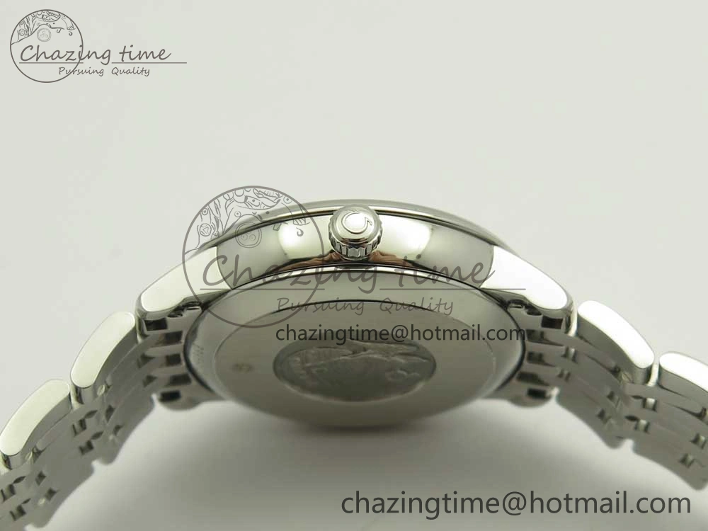 Affordable De Ville Prestige Ladies 32.7mm SS MKF 1:1 Best Edition Blue Dial Diamonds Markers on SS Bracelet MIYOTA 7972