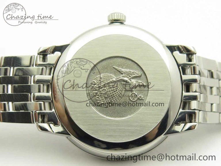 Affordable De Ville Prestige Ladies 32.7mm SS MKF 1:1 Best Edition Blue Dial Diamonds Markers on SS Bracelet MIYOTA 7972