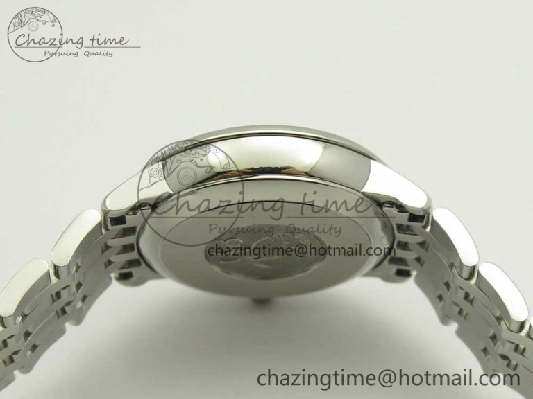 Affordable De Ville Prestige Ladies 32.7mm SS MKF 1:1 Best Edition Blue Dial Diamonds Markers on SS Bracelet MIYOTA 7972