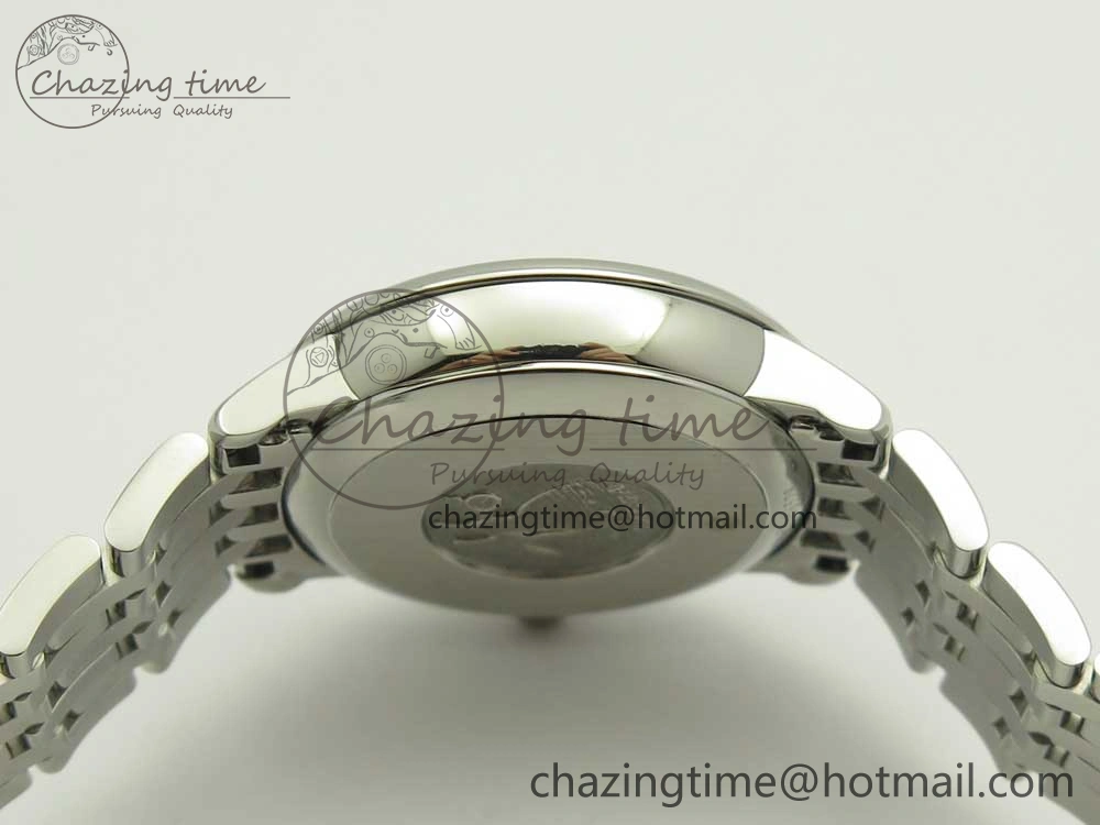 Affordable De Ville Prestige Ladies 32.7mm SS MKF 1:1 Best Edition Blue Dial Diamonds Markers on SS Bracelet MIYOTA 7972
