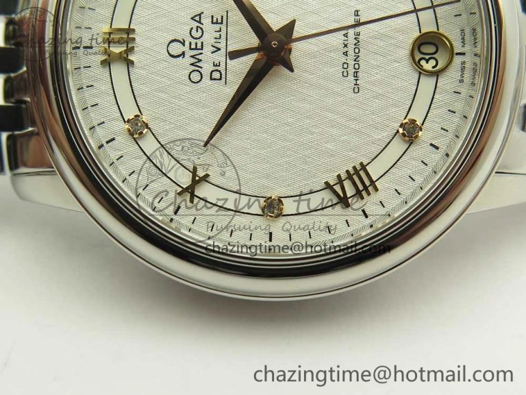 De Ville Prestige Ladies 32.7mm SS MKF 1:1 Best Edition White Dial RG Markers on SS Bracelet MIYOTA Soft 7970