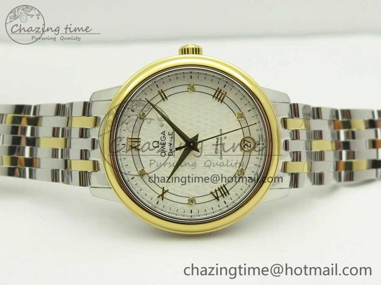 Trendy De Ville Prestige Ladies 32.7mm SS MKF 1:1 Best Edition White Dial Roman Markers on SS YG Bracelet MIYOTA 10627