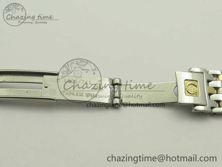 Trendy De Ville Prestige Ladies 32.7mm SS MKF 1:1 Best Edition White Dial Roman Markers on SS YG Bracelet MIYOTA 10627