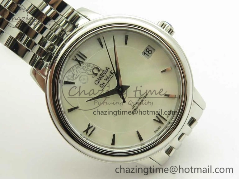 Effortless De Ville Prestige Ladies 32.7mm SS MKF 1:1 Best Edition White Dial SS Markers on SS Bracelet MIYOTA 7971