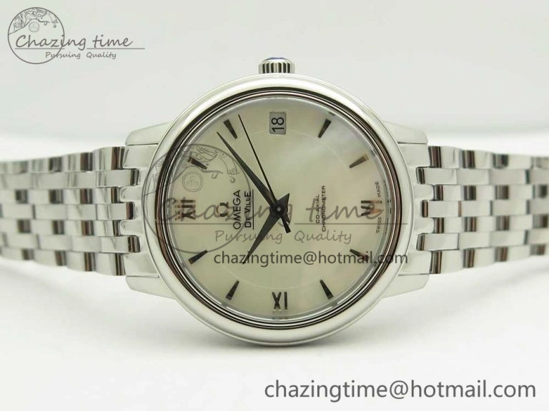 Effortless De Ville Prestige Ladies 32.7mm SS MKF 1:1 Best Edition White Dial SS Markers on SS Bracelet MIYOTA 7971
