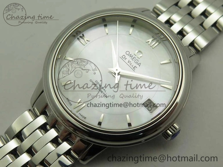 Effortless De Ville Prestige Ladies 32.7mm SS MKF 1:1 Best Edition White Dial SS Markers on SS Bracelet MIYOTA 7971