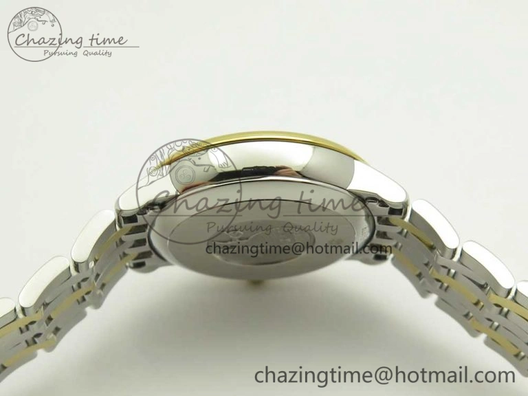 De Ville Prestige Ladies 32.7mm SS MKF 1:1 Best Edition White MOP Dial Diamonds Markers on SS YG Bracelet MIYOTA UrbanStyle 7968