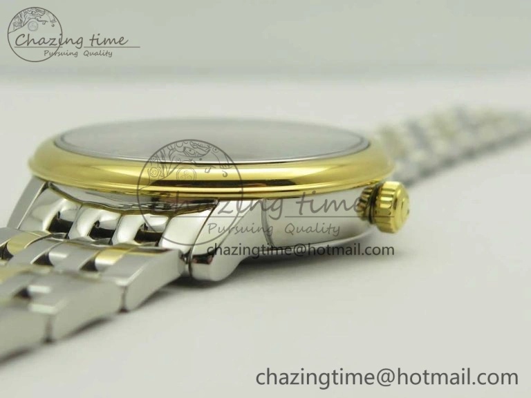 De Ville Prestige Ladies 32.7mm SS MKF 1:1 Best Edition White MOP Dial Diamonds Markers on SS YG Bracelet MIYOTA UrbanStyle 7968