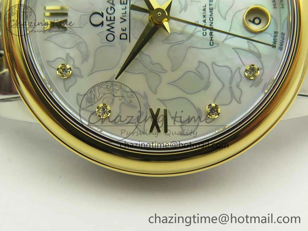 De Ville Prestige Ladies 32.7mm SS MKF 1:1 Best Edition White MOP Dial Roman Markers on SS YG Bracelet MIYOTA Unique 10635