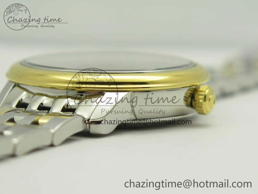 De Ville Prestige Ladies 32.7mm SS MKF 1:1 Best Edition White MOP Dial Roman Markers on SS YG Bracelet MIYOTA Unique 10635