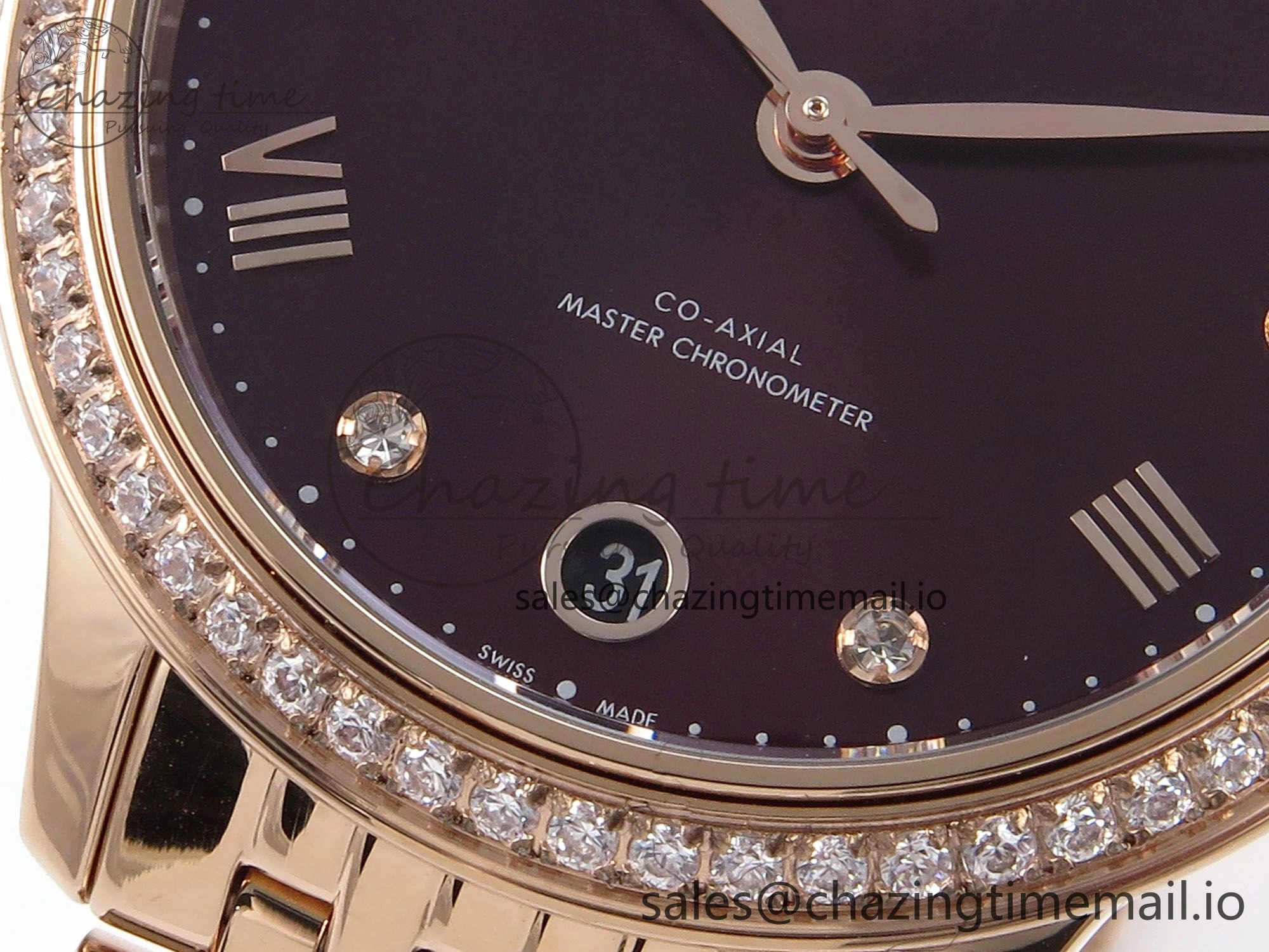De Ville Prestige Ladies RG VSF 1:1 Best Edition Brown Diamonds Dial on RG Bracelet A EasyMatch 7681