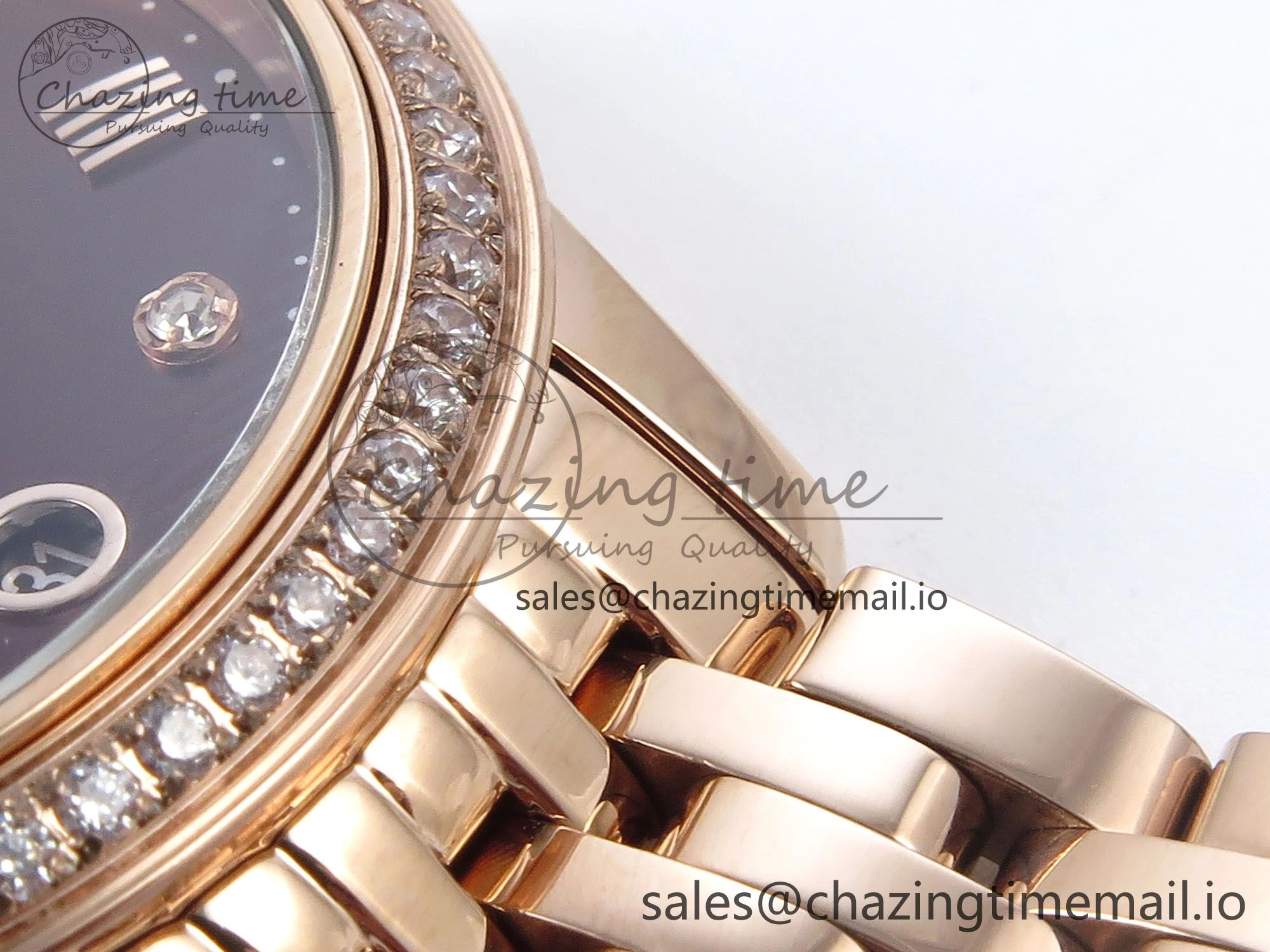 De Ville Prestige Ladies RG VSF 1:1 Best Edition Brown Diamonds Dial on RG Bracelet A EasyMatch 7681