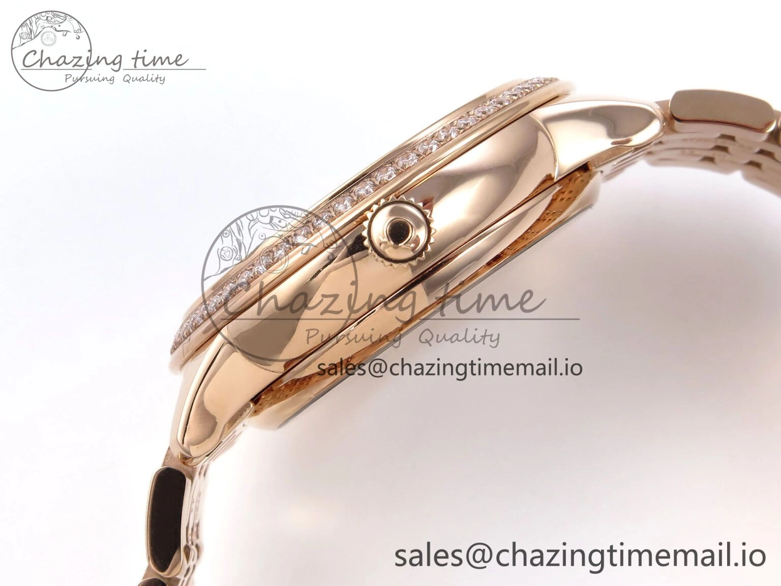 De Ville Prestige Ladies RG VSF 1:1 Best Edition Brown Diamonds Dial on RG Bracelet A EasyMatch 7681
