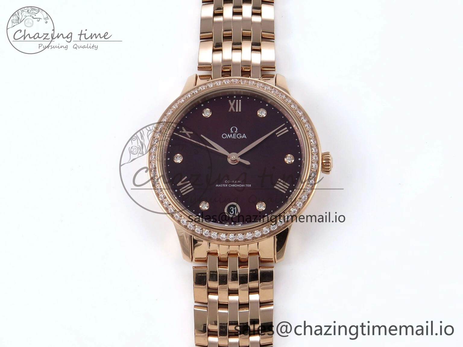 De Ville Prestige Ladies RG VSF 1:1 Best Edition Brown Diamonds Dial on RG Bracelet A EasyMatch 7681