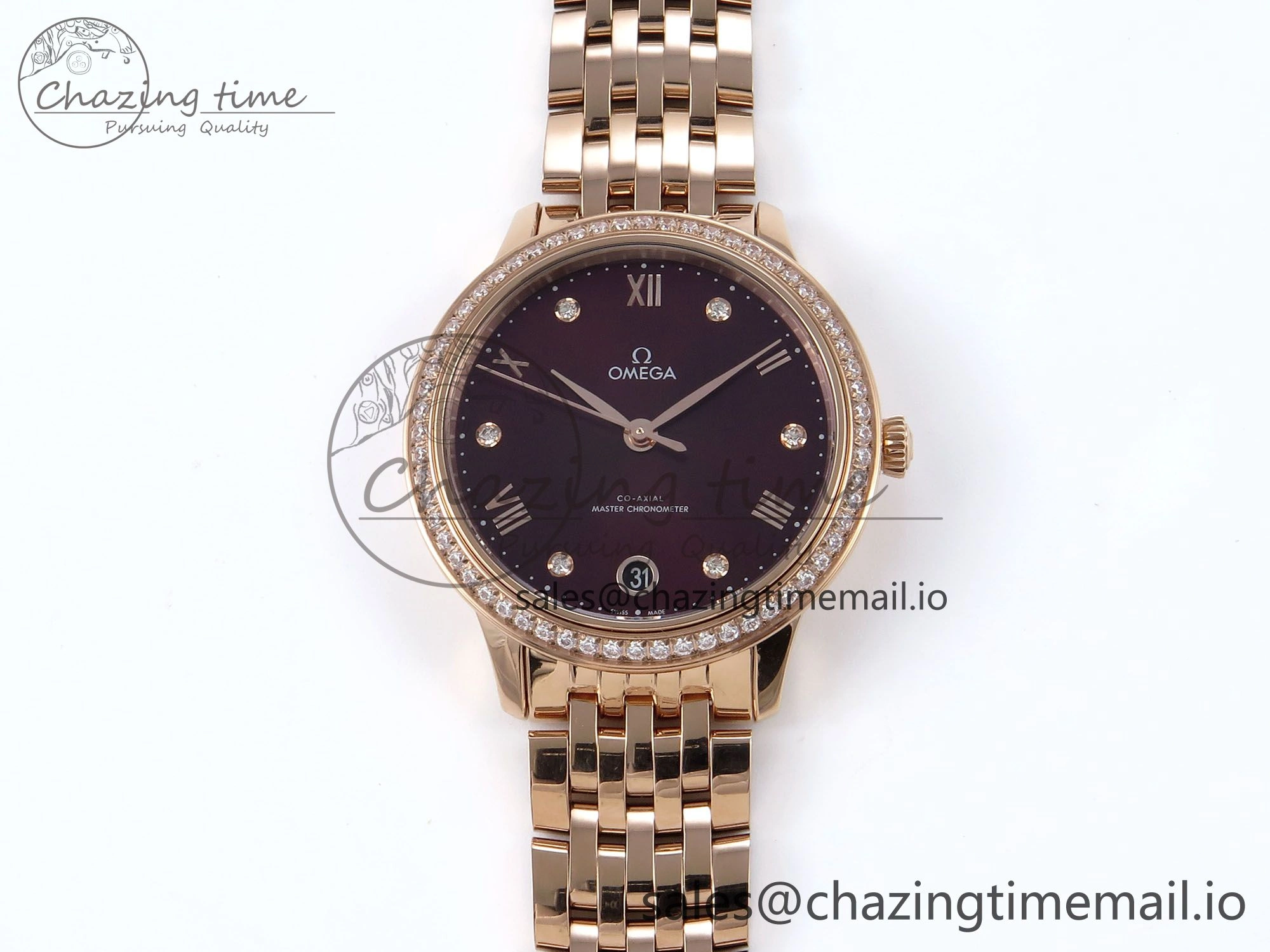 De Ville Prestige Ladies RG VSF 1:1 Best Edition Brown Diamonds Dial on RG Bracelet A EasyMatch 7681