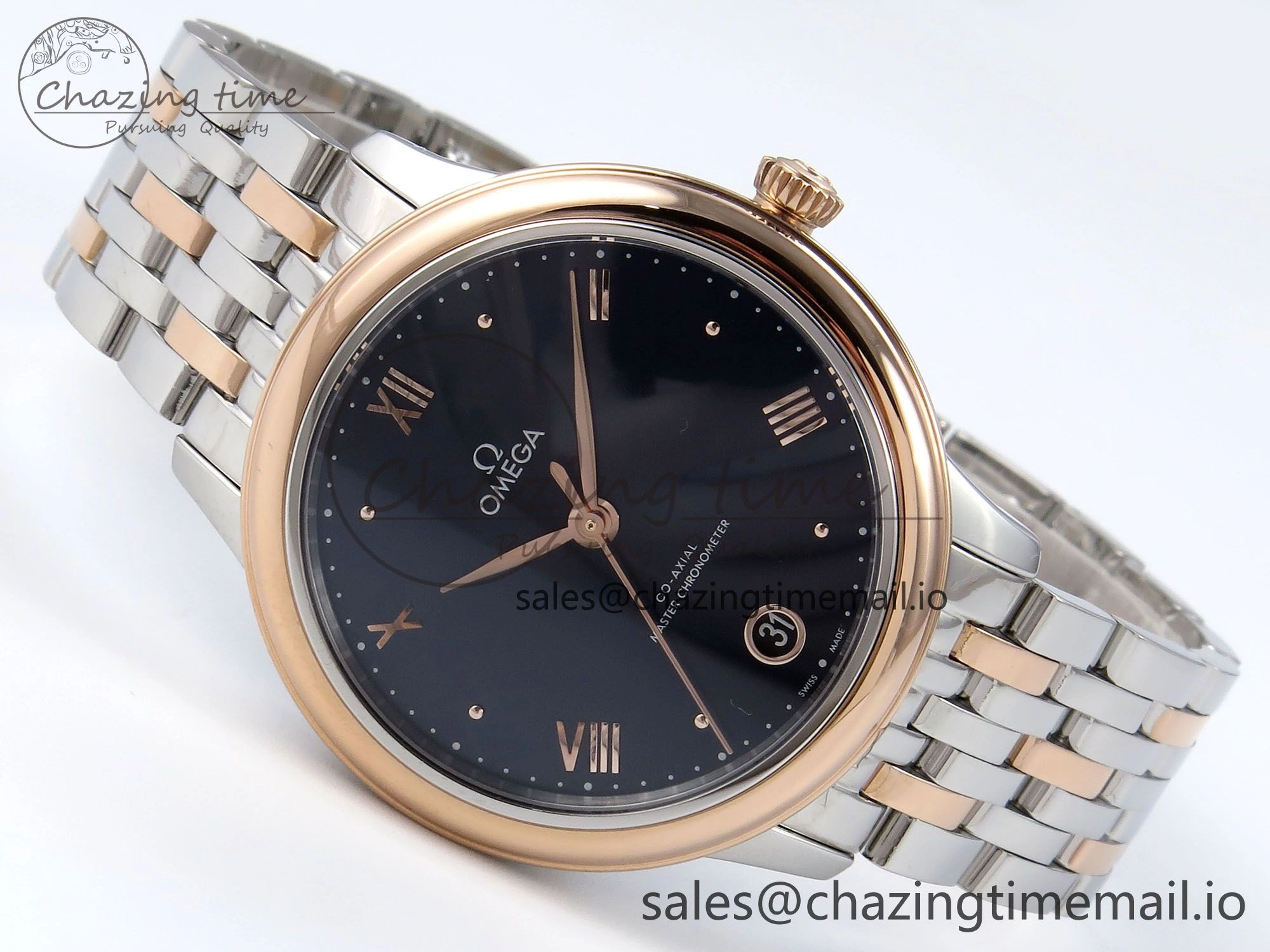 De Ville Prestige Ladies SS RG VSF 1:1 Best Edition Blue Dial on SS RG Bracelet A Lightweight 7683