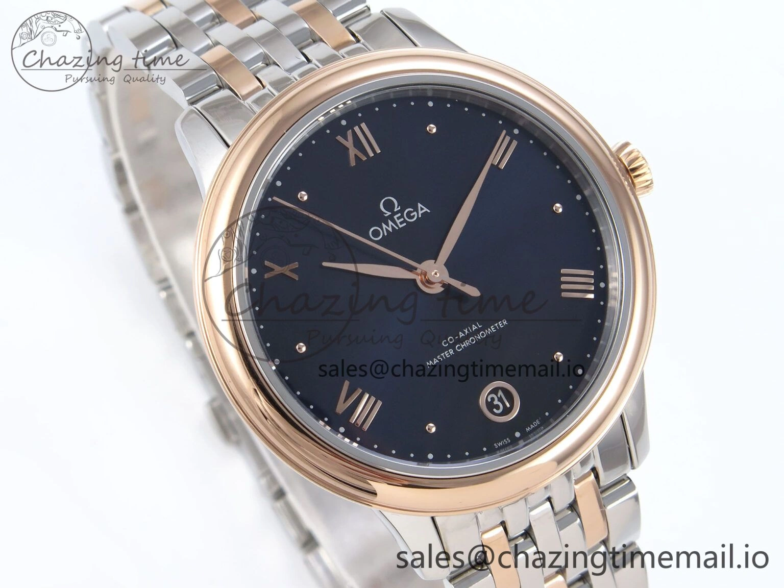 De Ville Prestige Ladies SS RG VSF 1:1 Best Edition Blue Dial on SS RG Bracelet A Lightweight 7683
