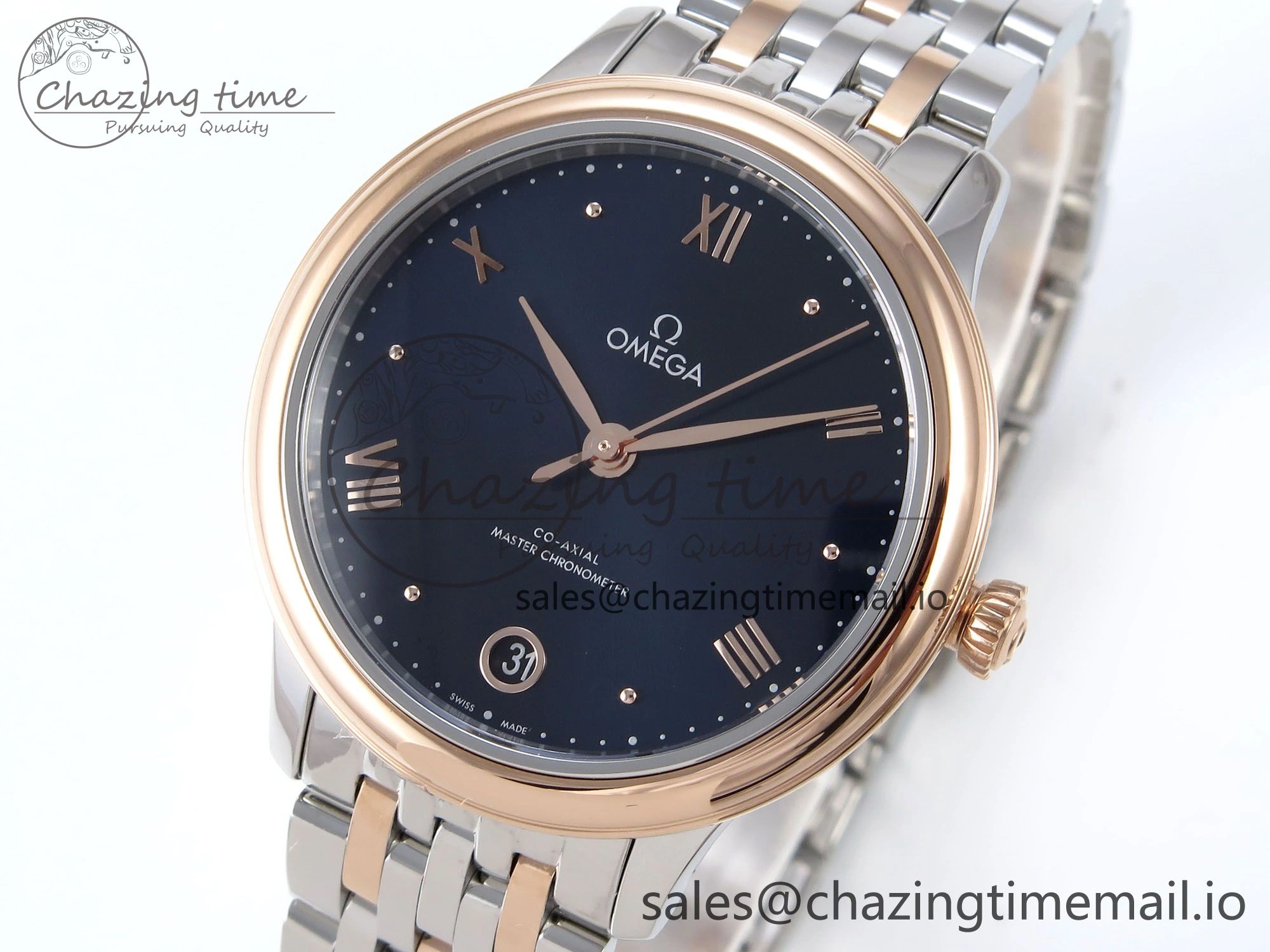 De Ville Prestige Ladies SS RG VSF 1:1 Best Edition Blue Dial on SS RG Bracelet A Lightweight 7683