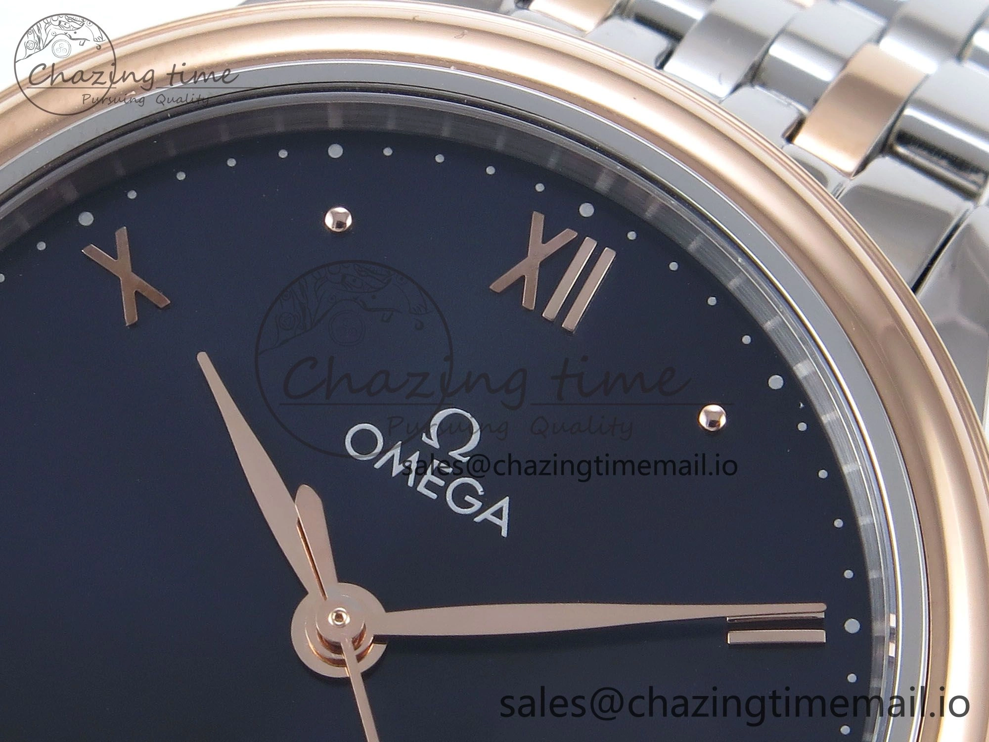 De Ville Prestige Ladies SS RG VSF 1:1 Best Edition Blue Dial on SS RG Bracelet A Lightweight 7683