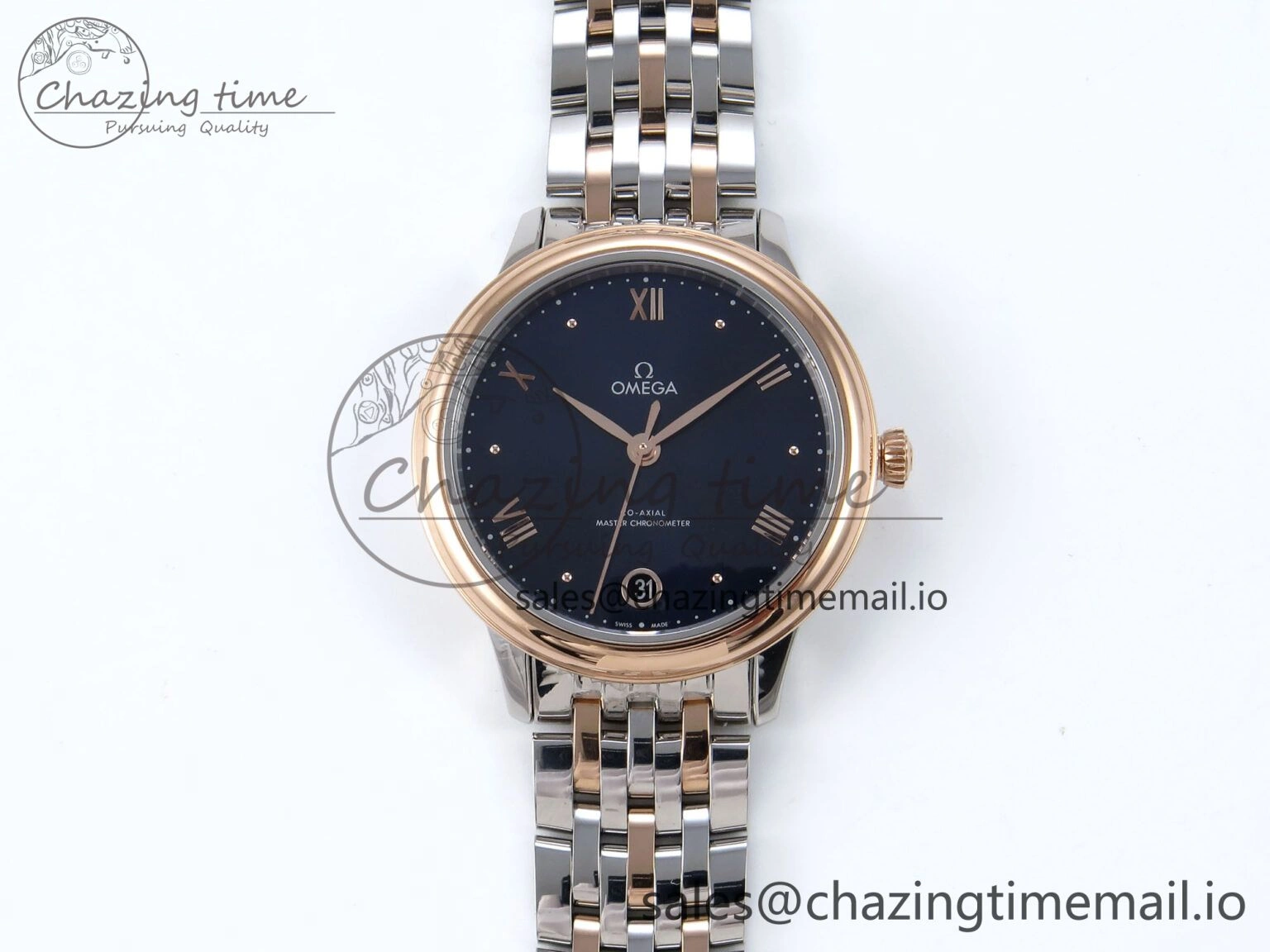 De Ville Prestige Ladies SS RG VSF 1:1 Best Edition Blue Dial on SS RG Bracelet A Lightweight 7683