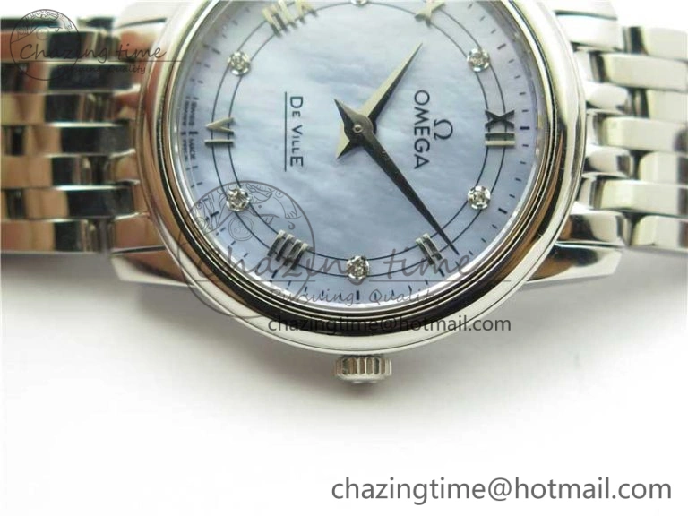 De Ville Prestige Quartz 27.4 mm SS ZF 1:1 Best Edition Blue Dial on SS Bracelet Jap Quartz Tailored 10480