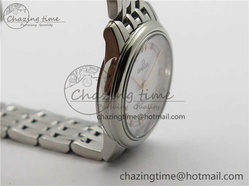 De Ville Prestige Quartz 27.4 mm SS ZF 1:1 Best Edition White Dial RG Markers on SS Bracelet Jap Quartz ComfortFit 7908