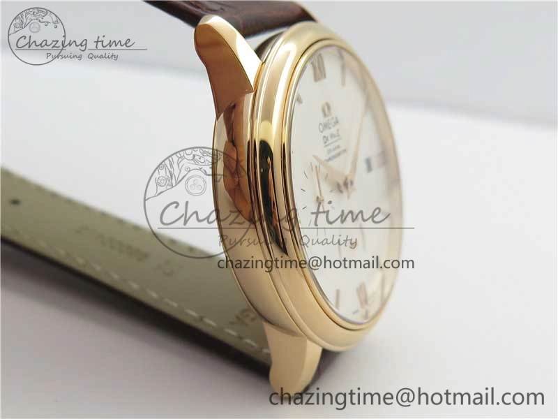 De Ville Prestige Real PR RG ZF 1:1 Best Edition White Dial on Brown Leather Strap MIYOTA Modern 7939