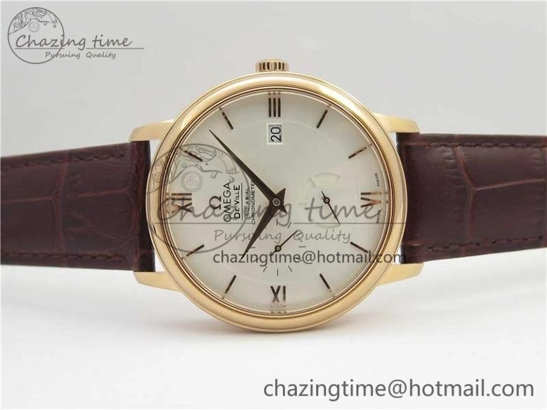 De Ville Prestige Real PR RG ZF 1:1 Best Edition White Dial on Brown Leather Strap MIYOTA Modern 7939