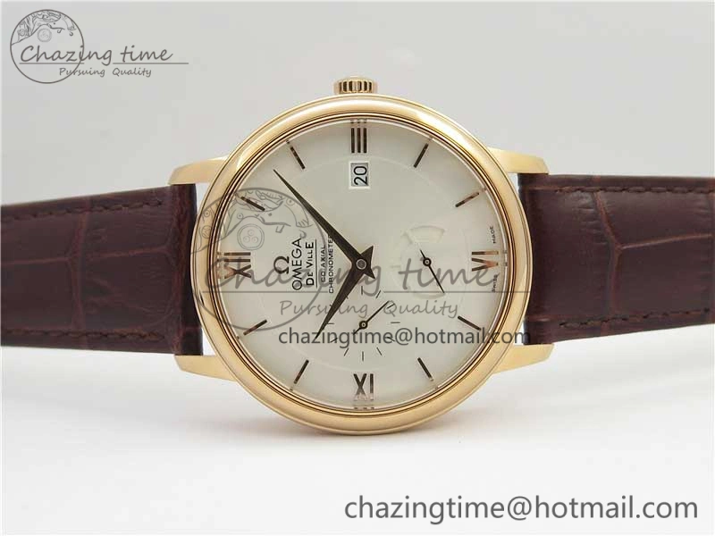 De Ville Prestige Real PR RG ZF 1:1 Best Edition White Dial on Brown Leather Strap MIYOTA Modern 7939