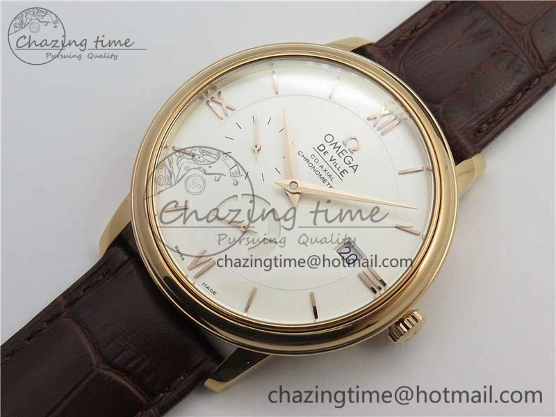 De Ville Prestige Real PR RG ZF 1:1 Best Edition White Dial on Brown Leather Strap MIYOTA Modern 7939