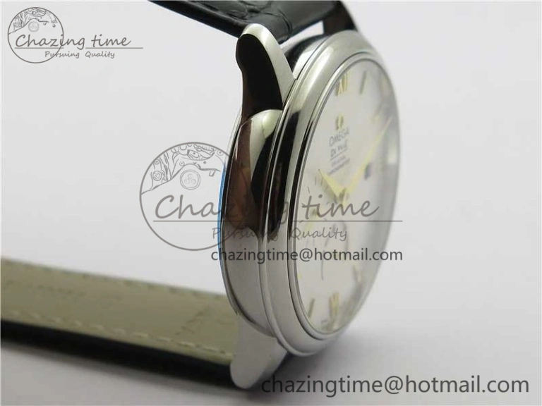 De Ville Prestige Real PR SS ZF 1:1  Best Edition White Dial YG Markers Black Leather Strap MIYOTA Packable 7902