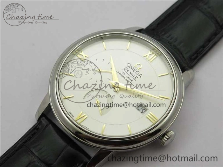 De Ville Prestige Real PR SS ZF 1:1  Best Edition White Dial YG Markers Black Leather Strap MIYOTA Packable 7902