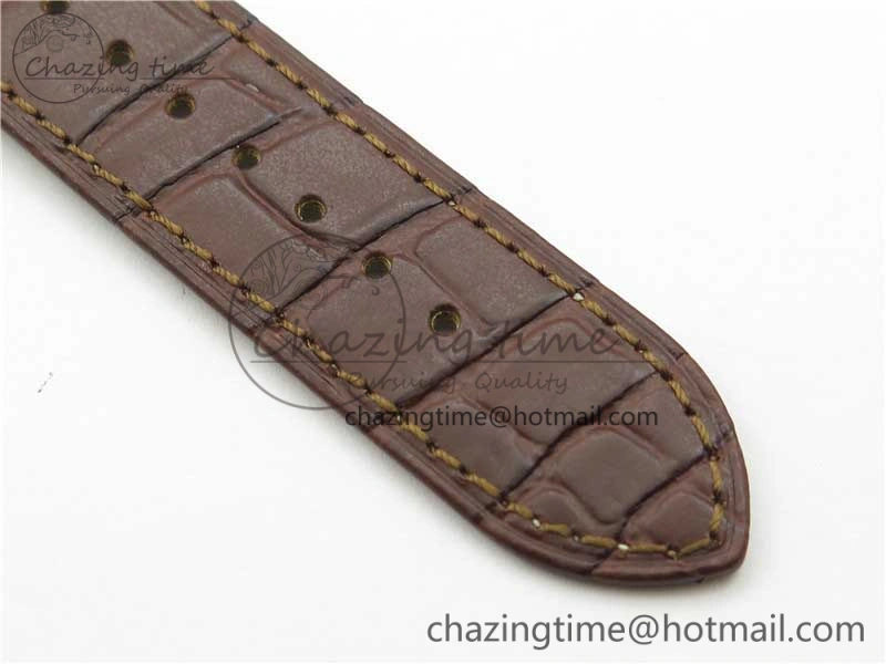 De Ville Prestige Real PR SS ZF 1:1  Best Edition White Dial YG Markers Brown Leather Strap MIYOTA Durable 7899