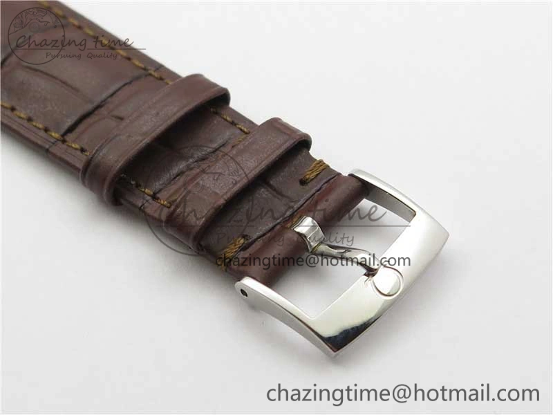 De Ville Prestige Real PR SS ZF 1:1  Best Edition White Dial YG Markers Brown Leather Strap MIYOTA Durable 7899