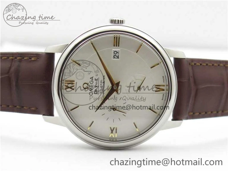 De Ville Prestige Real PR SS ZF 1:1  Best Edition White Dial YG Markers Brown Leather Strap MIYOTA Durable 7899