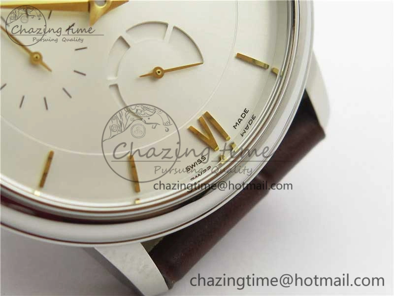 De Ville Prestige Real PR SS ZF 1:1  Best Edition White Dial YG Markers Brown Leather Strap MIYOTA Durable 7899