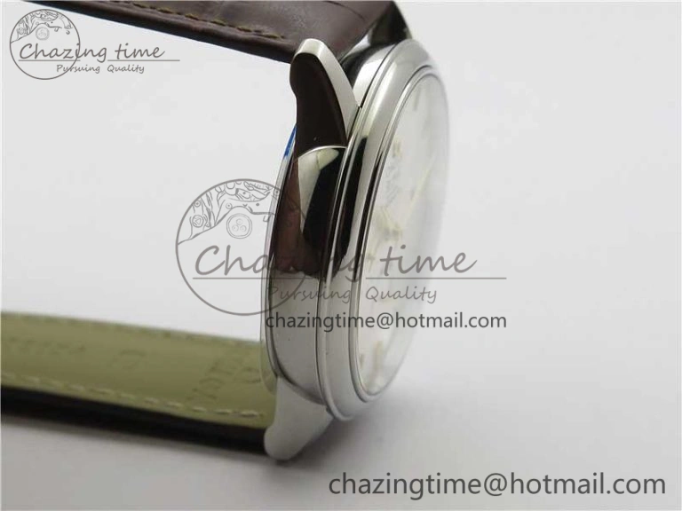 De Ville Prestige Real PR SS ZF 1:1  Best Edition White Dial YG Markers Brown Leather Strap MIYOTA Durable 7899