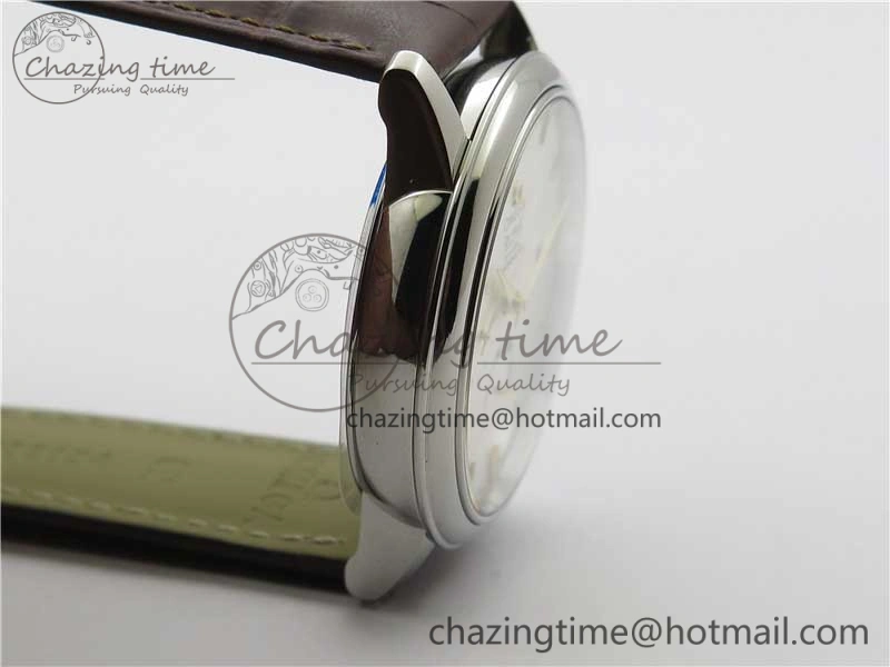 De Ville Prestige Real PR SS ZF 1:1  Best Edition White Dial YG Markers Brown Leather Strap MIYOTA Durable 7899
