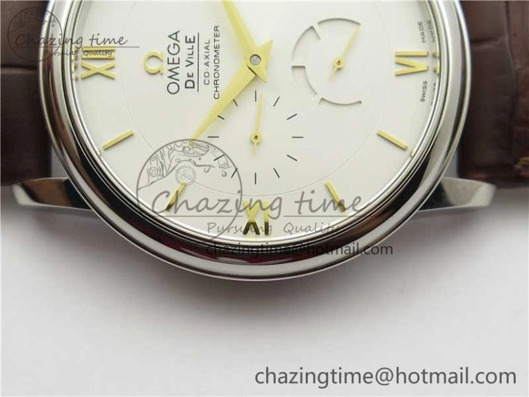 De Ville Prestige Real PR SS ZF 1:1  Best Edition White Dial YG Markers Brown Leather Strap MIYOTA Durable 7899