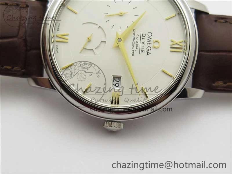 De Ville Prestige Real PR SS ZF 1:1  Best Edition White Dial YG Markers Brown Leather Strap MIYOTA Durable 7899