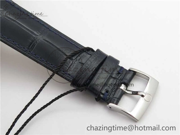 De Ville Prestige Real PR SS ZF 1:1 Best Edition Gray Dial Blue Markers on Blue Leather Strap MIYOTA Classic 7936