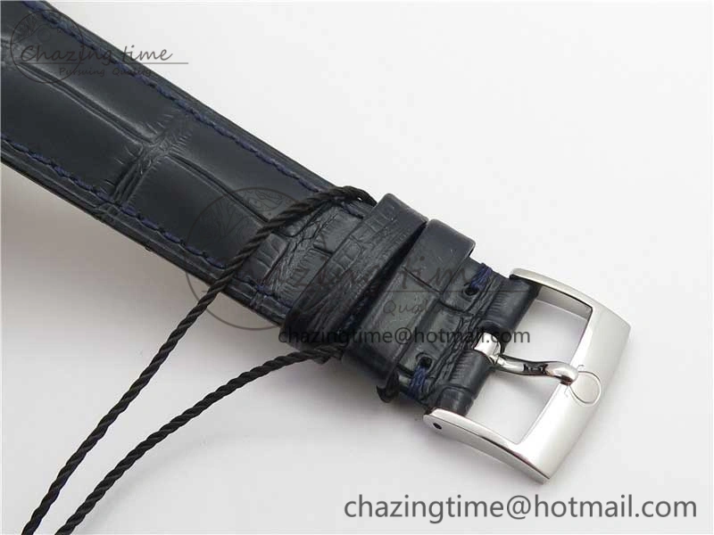 De Ville Prestige Real PR SS ZF 1:1 Best Edition Gray Dial Blue Markers on Blue Leather Strap MIYOTA Classic 7936