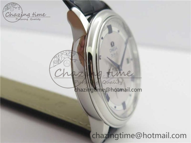 De Ville Prestige Real PR SS ZF 1:1 Best Edition Gray Dial Blue Markers on Blue Leather Strap MIYOTA Classic 7936