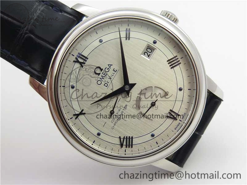 De Ville Prestige Real PR SS ZF 1:1 Best Edition Gray Dial Blue Markers on Blue Leather Strap MIYOTA Classic 7936