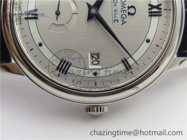 De Ville Prestige Real PR SS ZF 1:1 Best Edition Gray Dial Blue Markers on Blue Leather Strap MIYOTA Classic 7936