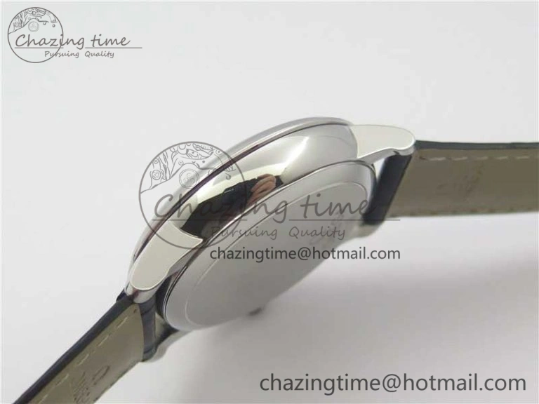 De Ville Prestige Real PR SS ZF 1:1 Best Edition White Dial Blue Markers on Black Leather Strap MIYOTA Stretchable 7941